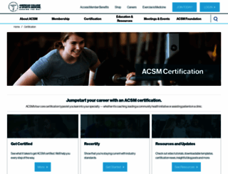 certification.acsm.org screenshot