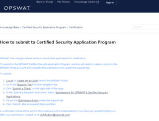 certification.opswat.com screenshot
