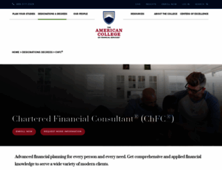 chfc.theamericancollege.edu screenshot