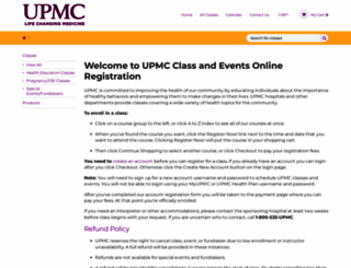 classesandevents.upmc.com screenshot