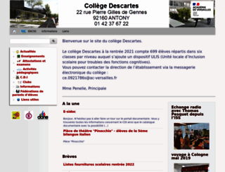 clg-descartes-antony.ac-versailles.fr screenshot