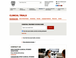 clinicaltrials.mayo.edu screenshot