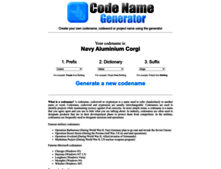 codenamegenerator.com screenshot