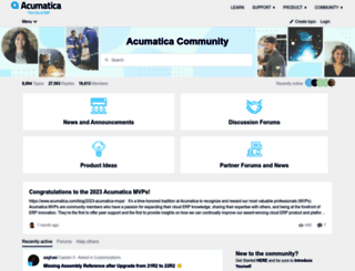 community.acumatica.com screenshot