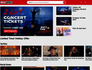 concerts.livenation.com screenshot