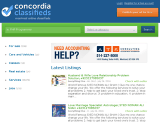 concordiaclassifieds.ca screenshot