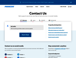 contact.progressive.com screenshot