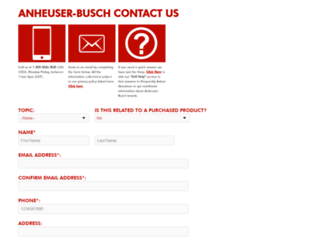 contactus.anheuser-busch.com screenshot