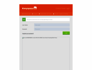 controlpanel.easyspace.com screenshot