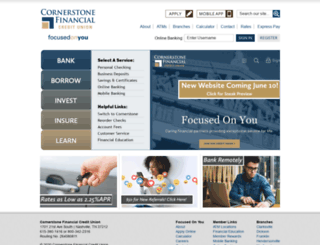 cornerstonefinancialcu.org screenshot