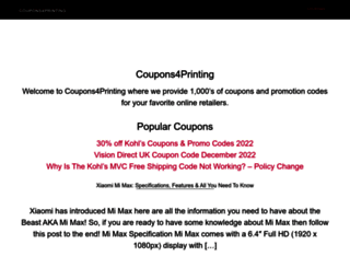 coupons4printing.com screenshot