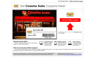 cousinssubs.couponrocker.com screenshot