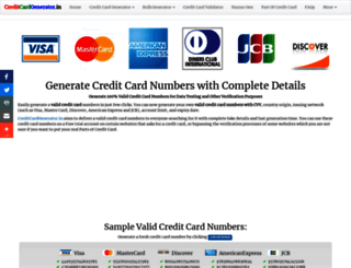 creditcardgenerator.in screenshot