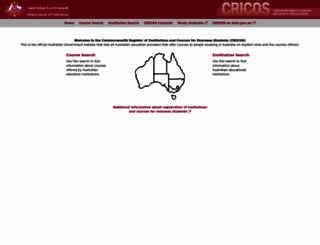 cricos.education.gov.au screenshot