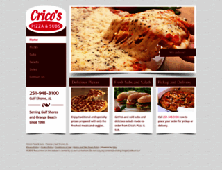 cricospizzaandsubs.com screenshot