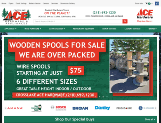 crosslakeacehardwareandappliances.com screenshot