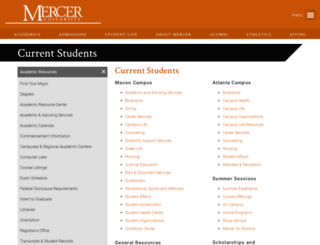 current-students.mercer.edu screenshot