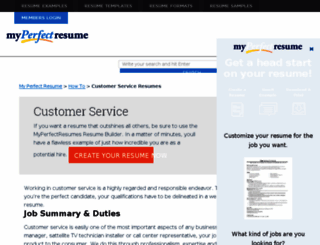 customer-service.myperfectresume.com screenshot