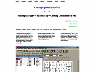 cutting-optimization.optimalprograms.com screenshot