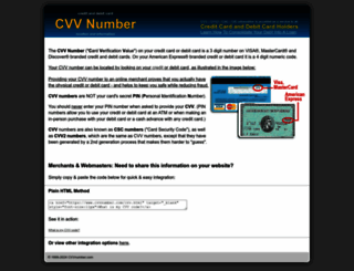 cvvnumber.com screenshot
