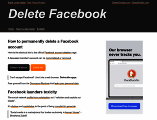 deletefacebook.com screenshot
