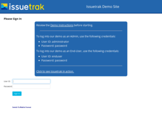 demo.issuetrak.com screenshot