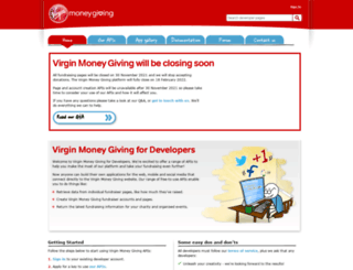 developer.virginmoneygiving.com screenshot