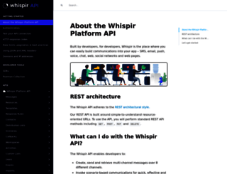 developers.whispir.com screenshot