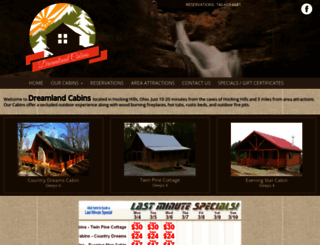 dreamlandcabins.com screenshot