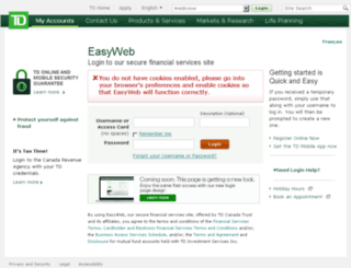 easyweb.td.com screenshot