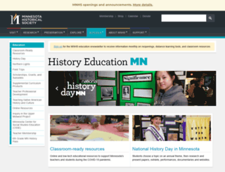education.mnhs.org screenshot