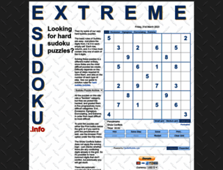 extremesudoku.info screenshot