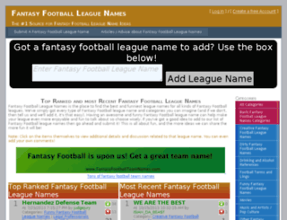 fantasyfootballleaguenames.com screenshot