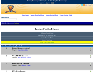 fantasyfootballnames.com screenshot