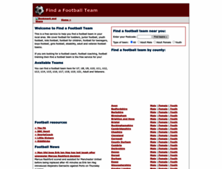 findafootballteam.info screenshot