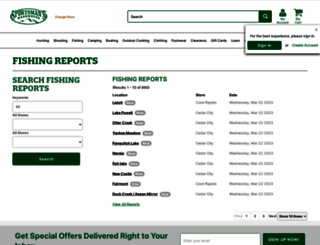 fishingreports.sportsmans.com screenshot