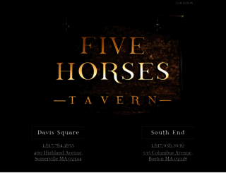 fivehorsestavern.com screenshot
