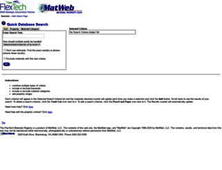 flextech.matweb.com screenshot