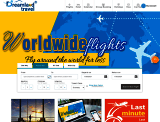 flights.dreamlandtravel.co.in screenshot