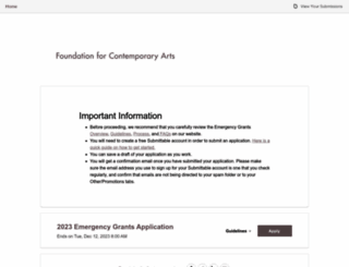 foundationforcontemporaryarts.submittable.com screenshot