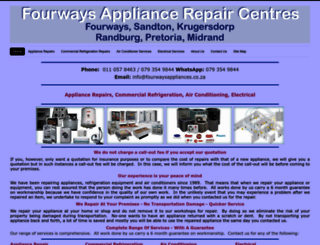 fourwaysappliances.co.za screenshot