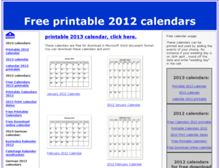 free-2012-calendar.com screenshot