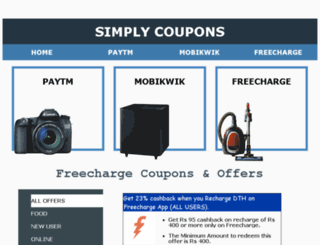 freecharge.simplycoupons.co.in screenshot