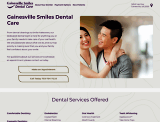 gainesvillesmilesdentalcare.com screenshot