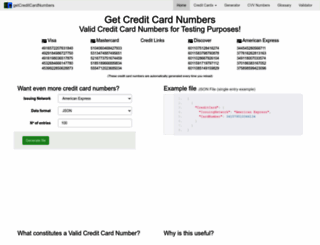 getcreditcardnumbers.com screenshot
