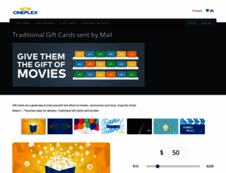 giftcards.cineplex.com screenshot