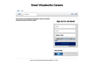 greatvirtualworkscareers.applicantpro.com screenshot
