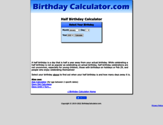 halfbirthdaycalculator.com screenshot