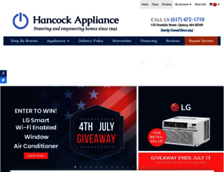 hancockappliance.com screenshot