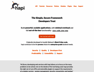 hapijs.com screenshot